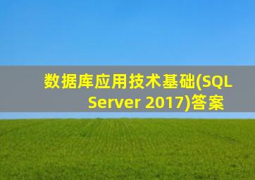 数据库应用技术基础(SQL Server 2017)答案